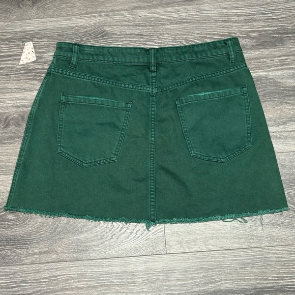 Free People We the Free Zip It Up Mini Jean Skirt Green Cotton size 31 *251 - Picture 6 of 12